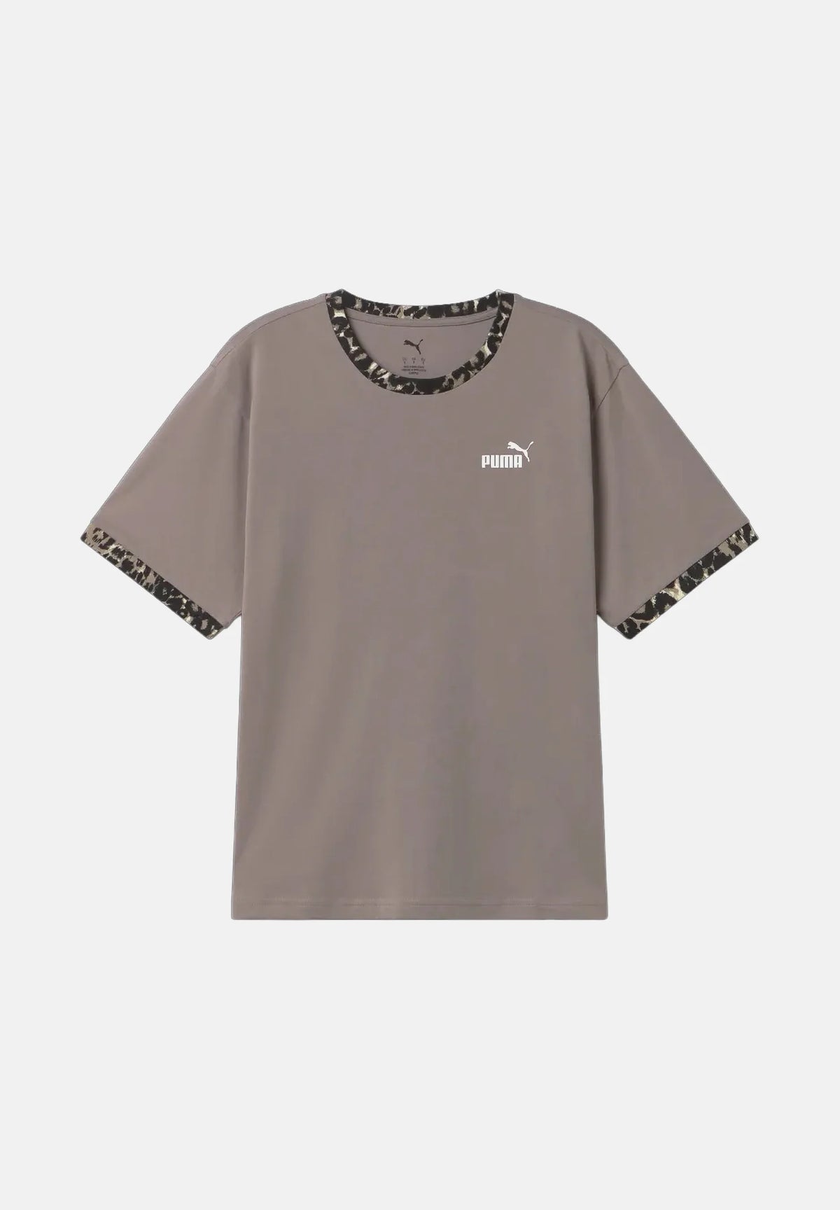 PUMA T-shirt manica corta DARE TO TEE beige da donna con nastro logo sulle maniche