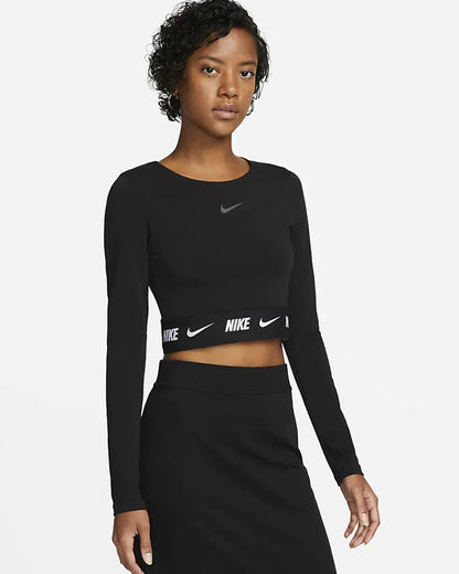 T-shirt crop Nike donna manica lunga
