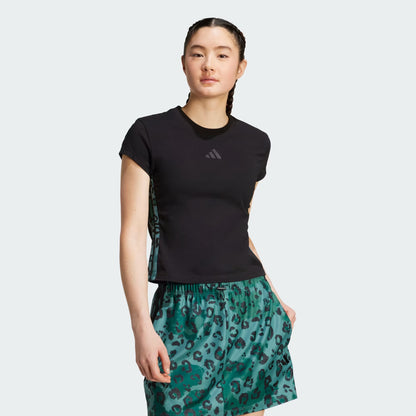 T-shirt Adidas donna stampa animalier 3 Strisce