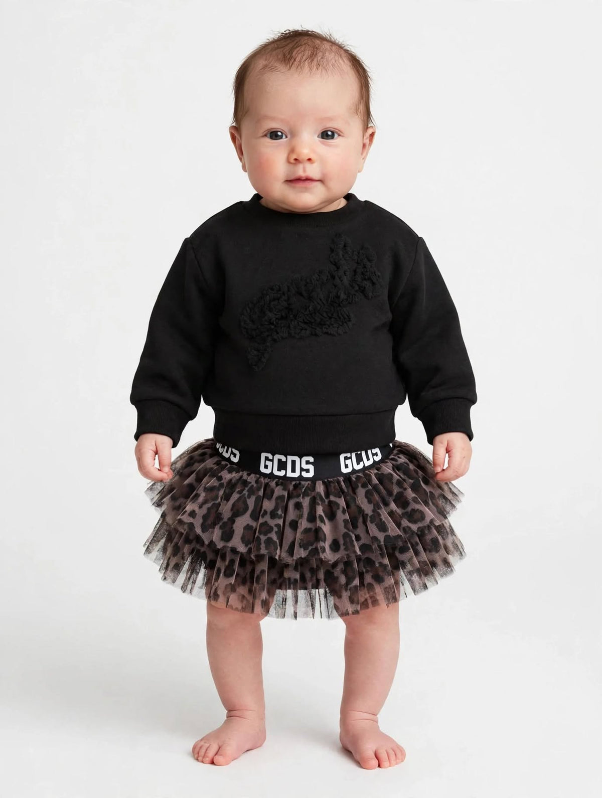 felpa neonata Gcds con logo in tulle