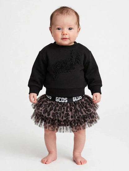 felpa neonata Gcds con logo in tulle