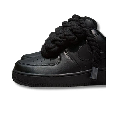 Scarpa Nike Air force 1 CUSTOM CORDA LACES nero