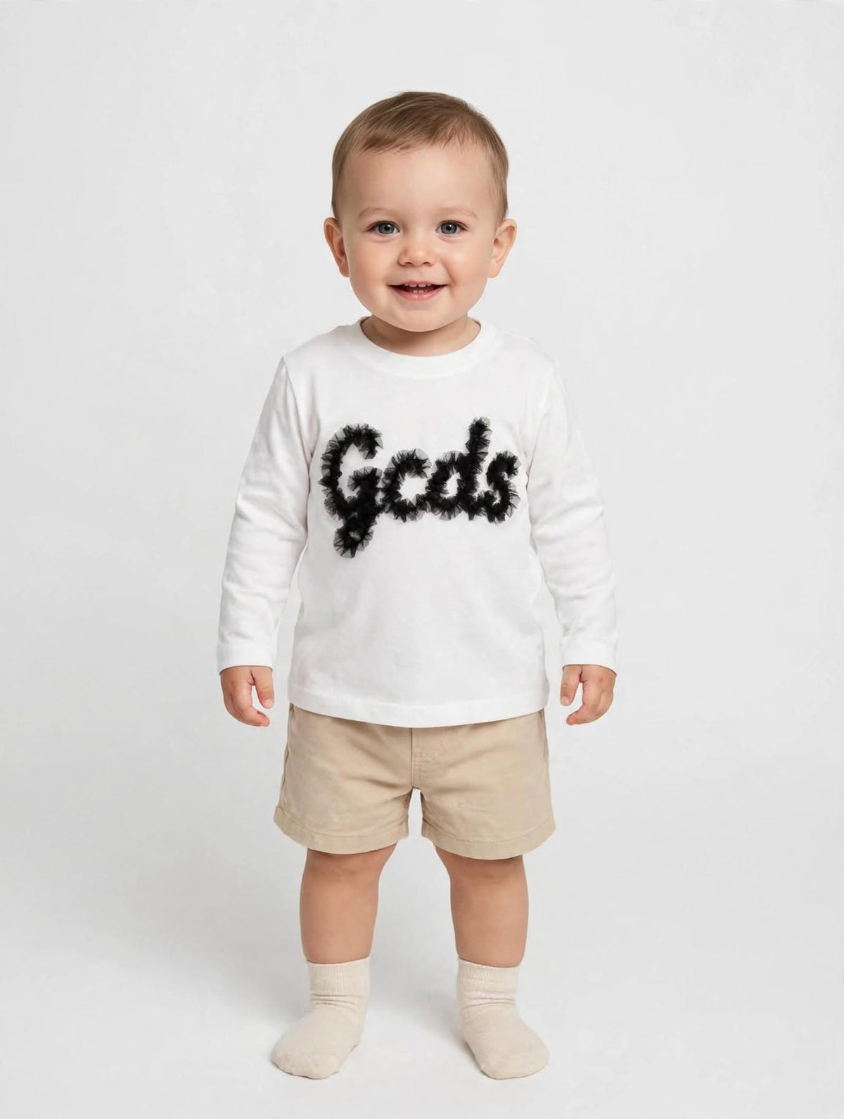 T-shirt Gcds manica lunga neonata con logo in tulle