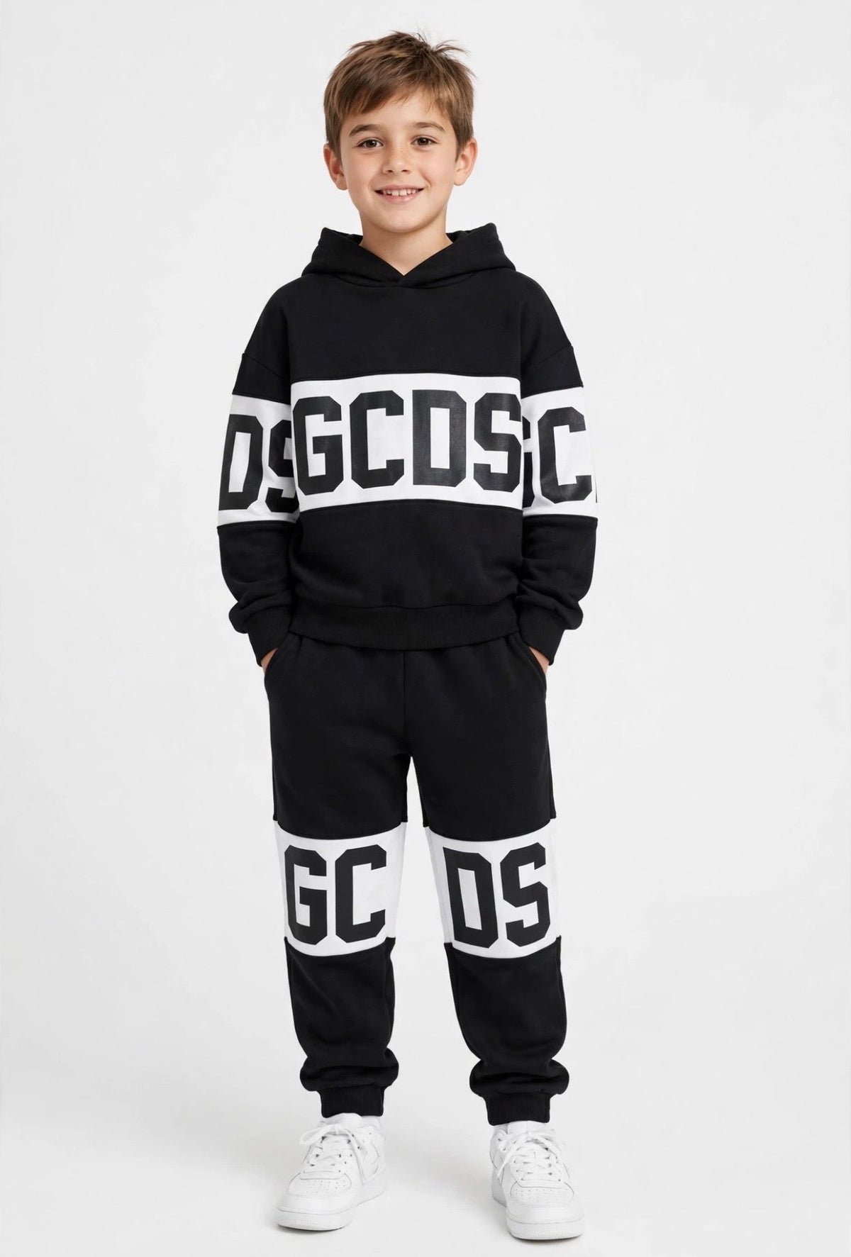 Felpa Gcds bambino big logo con cappuccio