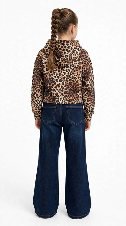 Felpa Gcds bambina animalier cappuccio