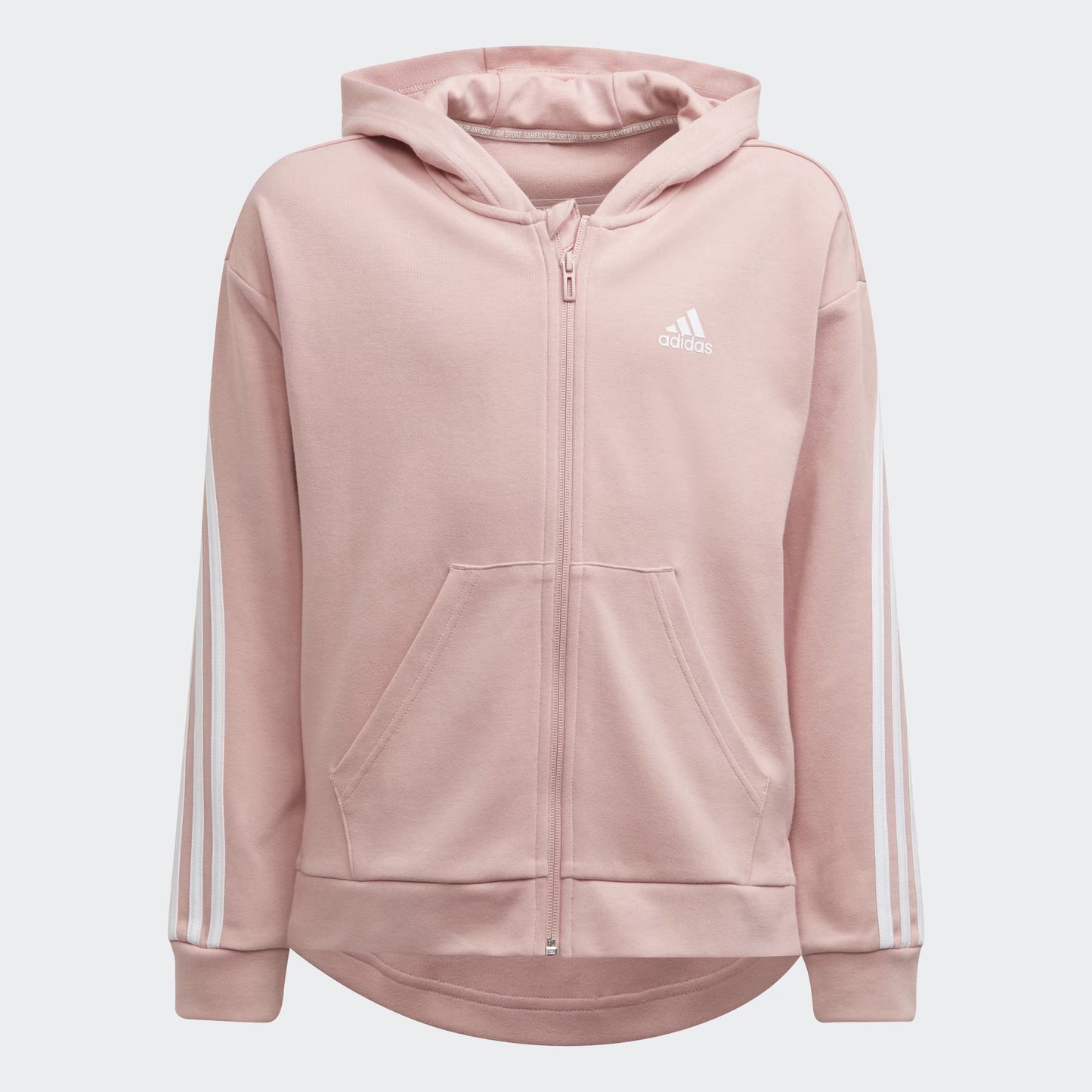 Felpa Adidas bambina con cappuccio e zip intera a 3 strisce