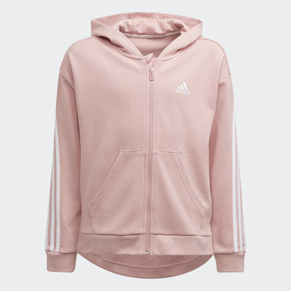 Felpa Adidas bambina con cappuccio e zip intera a 3 strisce