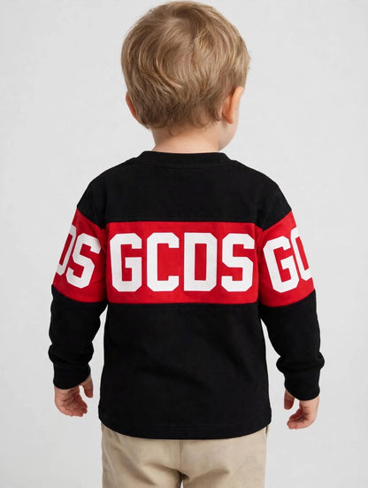 GCDS T-shirt Nera A Maniche Lunghe Con Logo Per Neonati