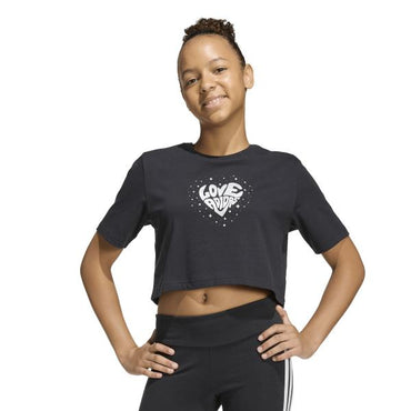 T-shirt Adidas bambina crop logo cuore
