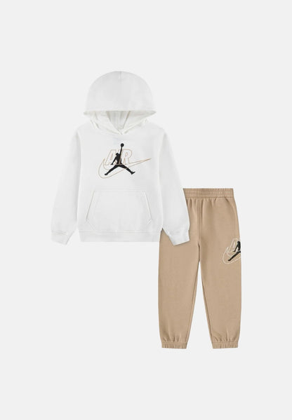 JORDAN Tuta sportiva beige-bianca per bambino e bambina con felpa