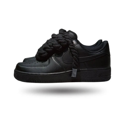 Scarpa Nike Air force 1 CUSTOM CORDA LACES nero