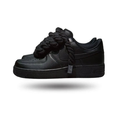 Scarpa Nike Air force 1 CUSTOM CORDA LACES nero