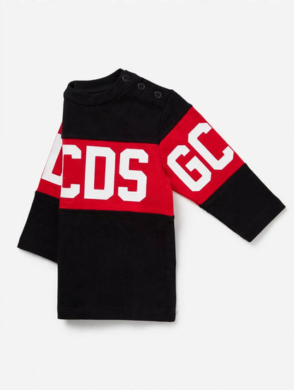 GCDS T-shirt Nera A Maniche Lunghe Con Logo Per Neonati