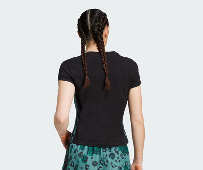 T-shirt Adidas donna stampa animalier 3 Strisce