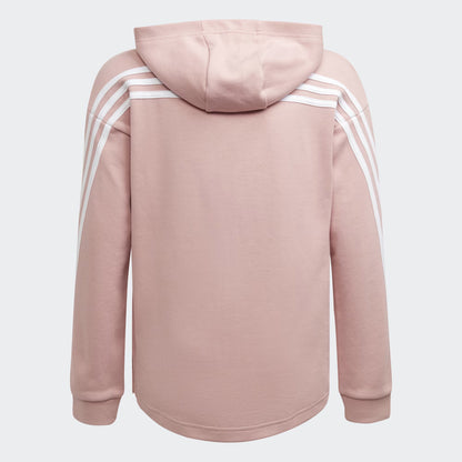 Felpa Adidas bambina con cappuccio e zip intera a 3 strisce