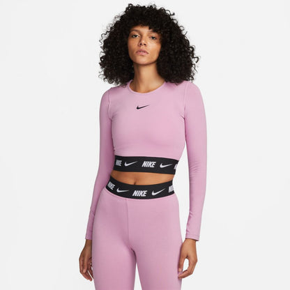 T-shirt crop Nike donna manica lunga